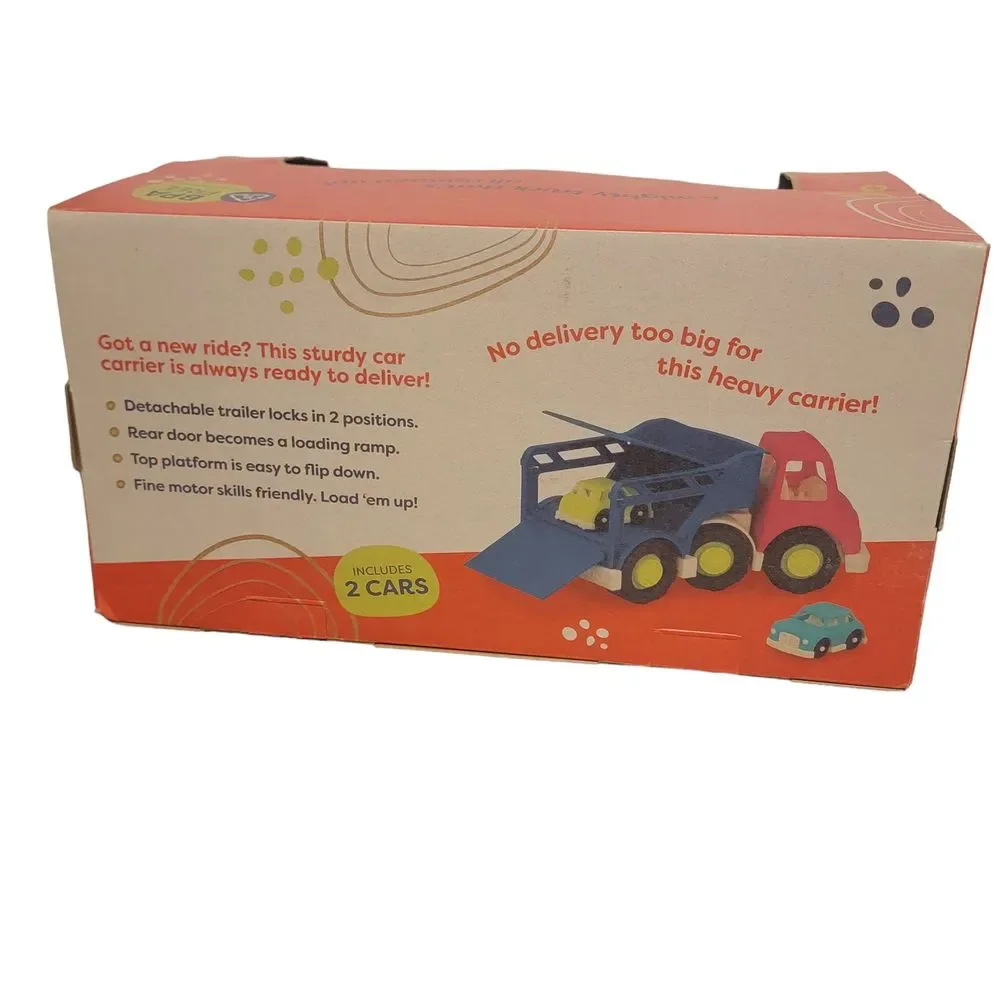 B. Toys Happy Cruisers Multicolor Kid‎ Powered 2 Cars 1 Carrier Classic Toys